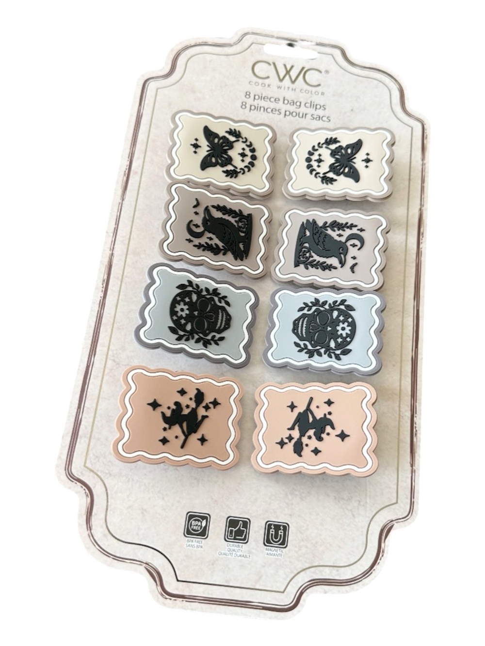 New CWC Cute HALLOWEEN THEMED BAG CLIPS Set/8 With Magnetic Back